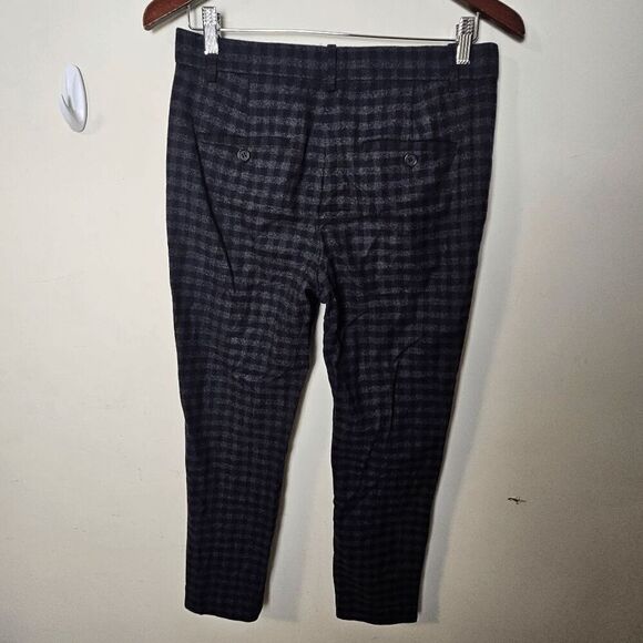 Theory Treeca Brisk Check Plaid Wool Cropped Straight Pants Stretch Women's Gray - Picture 2 of 6